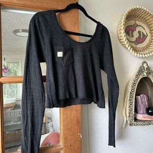 Black Long Sleeve Crop Top Sinew Moon